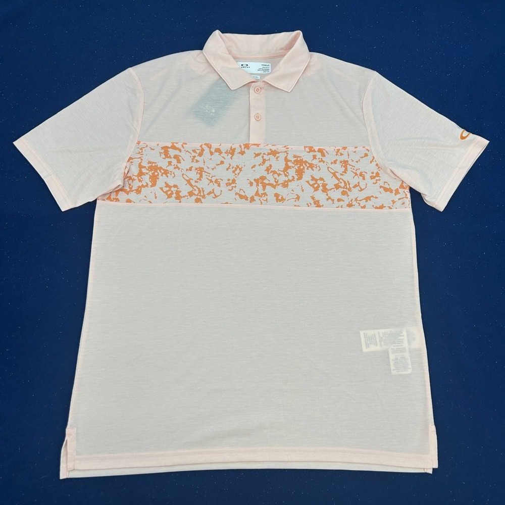 Oakley HydrolixPolo Shirt Men's M Pastel‎ Orange Sand Print Golf Regular Fit NEW